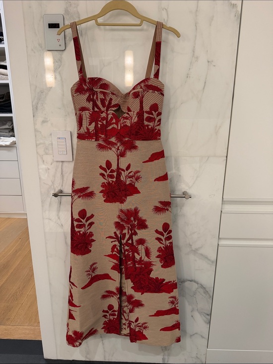 Johanna Ortiz Dresses & Skirts - Johanna Ortiz Red Floral Print Maxi Dress on Beige